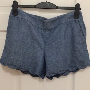 Loft Chambray Scalloped shorts